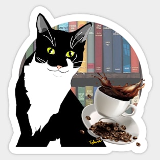 Life Is Better With Coffee Cats And Books Copyright TeAnne Sticker